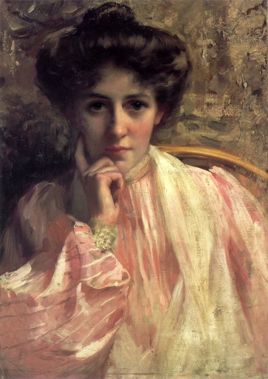 Ritratto di signora con vestito rosa